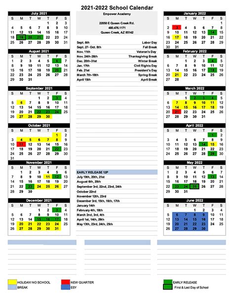 Ala Queen Creek Calendar